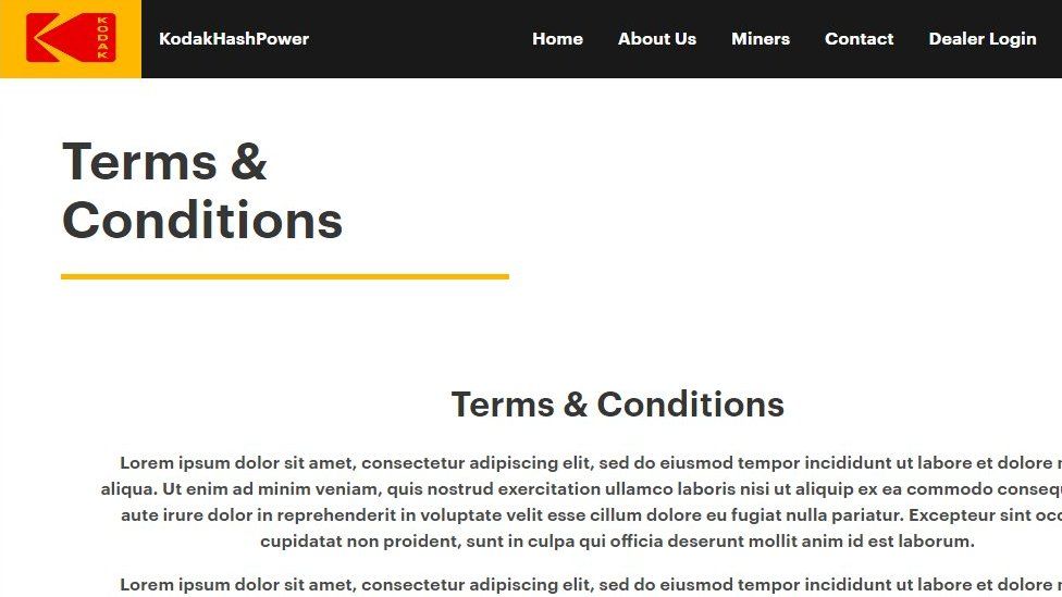 Kodak HashPower website