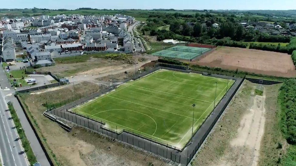 Leisure centre building spot aerial shot