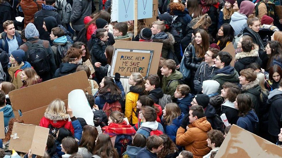 Young people skip school to protest