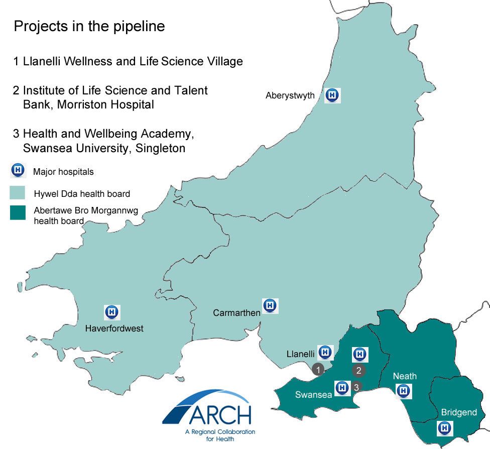 Map showing Arch projects