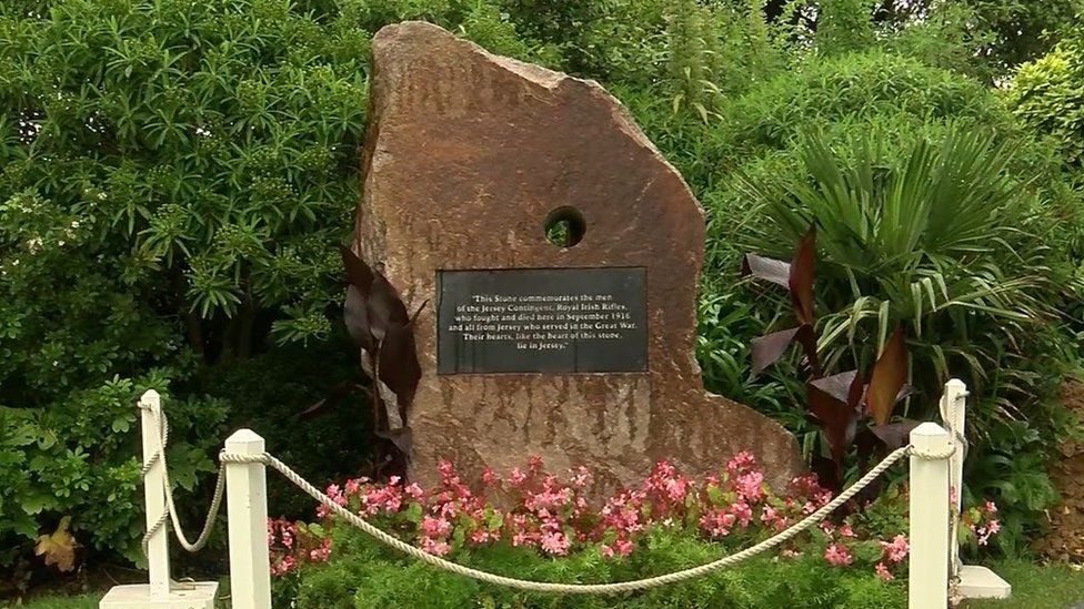 The stone memorial for the Jersey Contingent