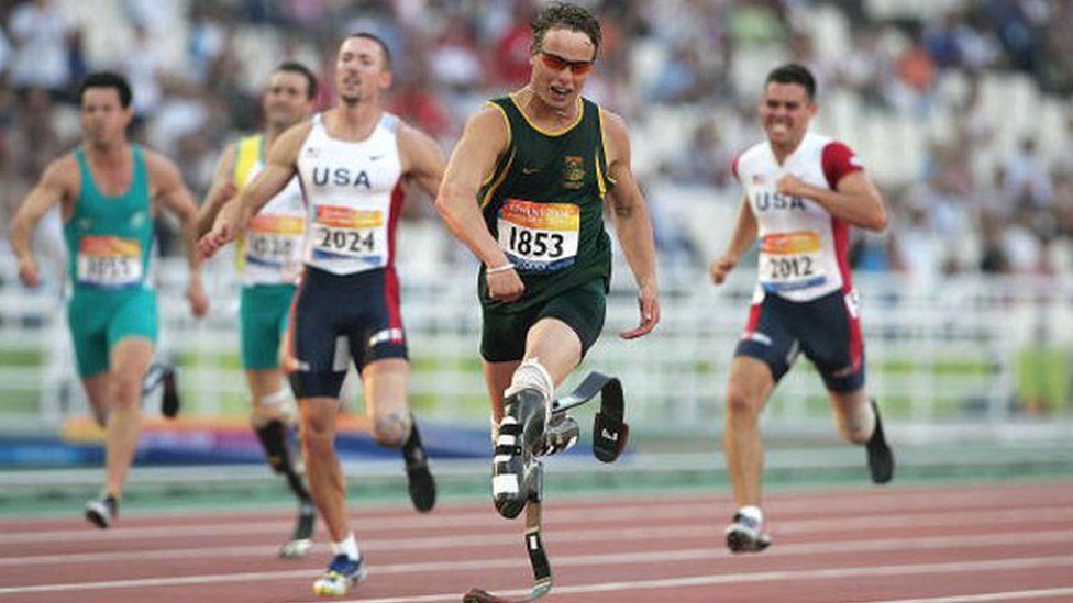 Oscar Pistorius winning the 200m in Athens