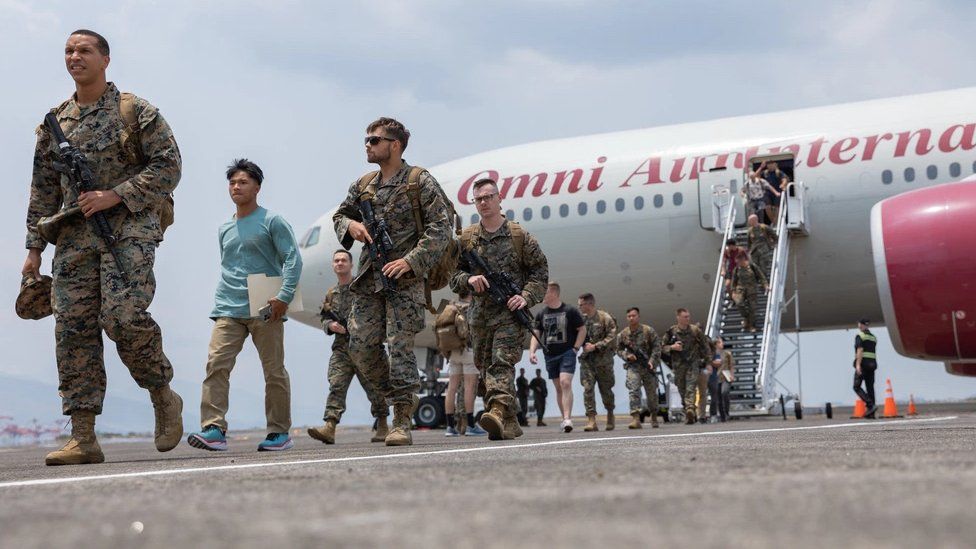 US marines arrive in the Philippines in preparation for the annual Balikatan exercise