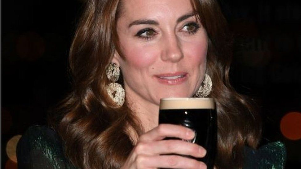The Duchess of Cambridge takes a sip of the black stuff at the Guinness Storehouse in Dublin