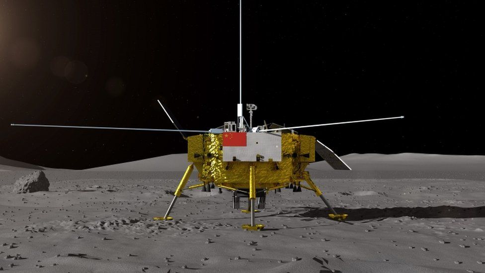 Artist's impression of the moon landing for the Chang'e-4 probe