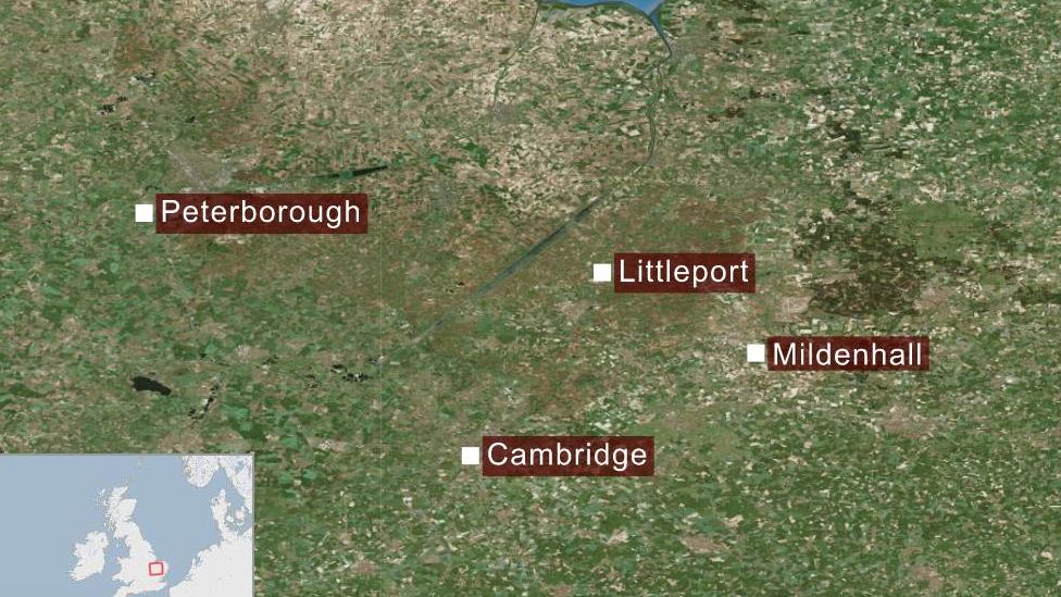 Map showing rural Cambridgeshire