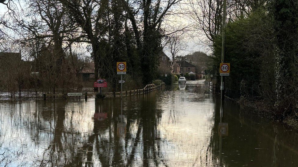 Flooding in Naburn near York on Sunday