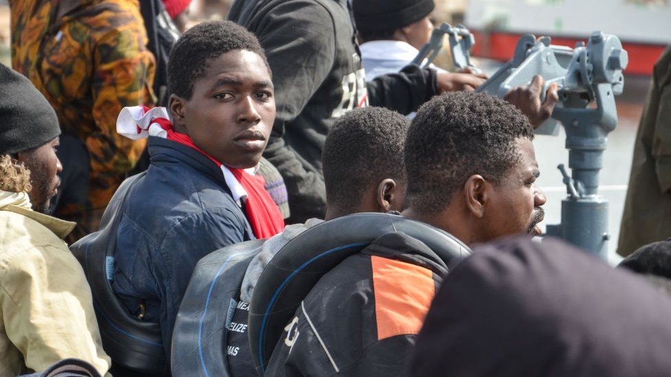 Migrants who were taken back to Tunisia after trying to cross the Mediterranean