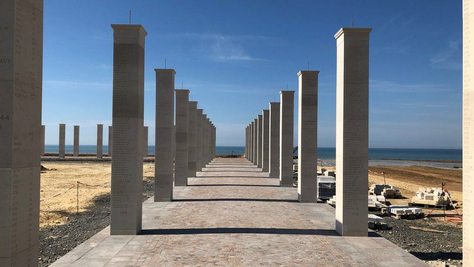 The British Normandy Memorial under construction