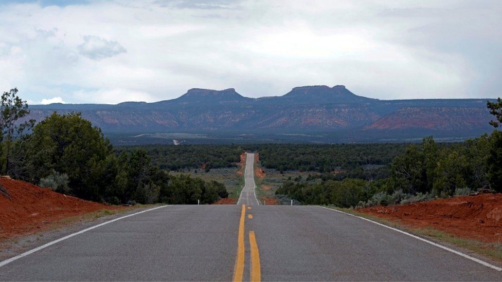 Bears Ears, the twin rock formations which form part of Bears Ears National Monument in the Four Corners region, are pictured in Utah