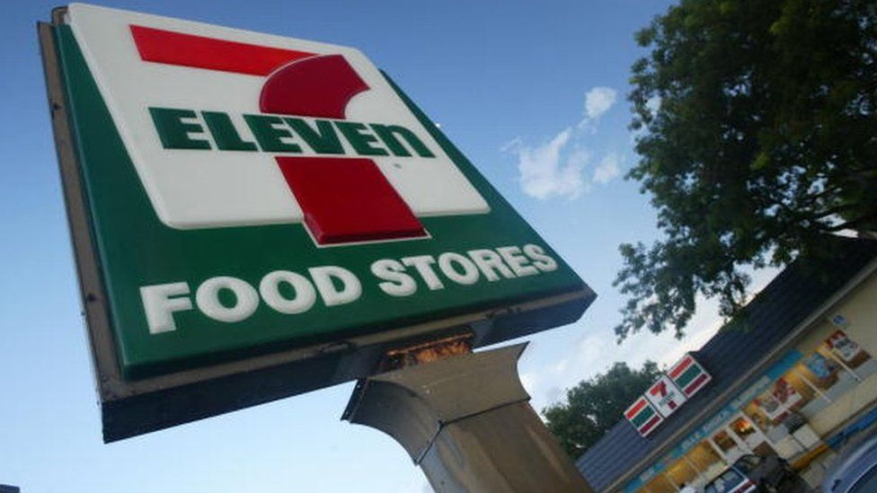 A 7-Eleven sign is seen on July 18, 2002 in Pembroke Pines, Florida. 7