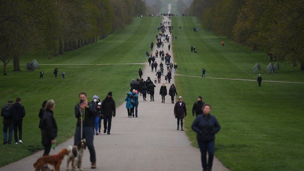 People on the Long Walk at Windsor Castle