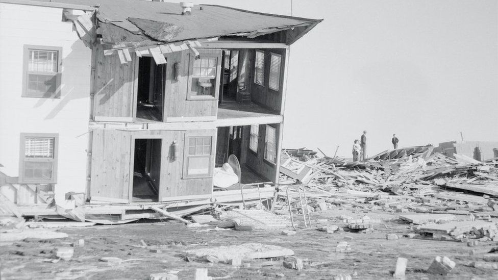 Destroyed buildings at Myrtle Beach, South Carolina