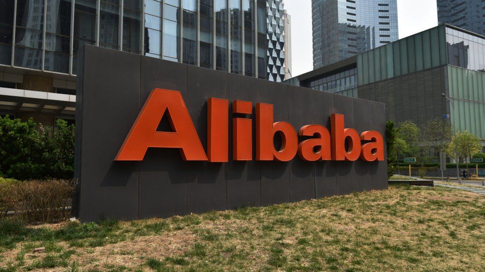 Alibaba logo outside offices in China