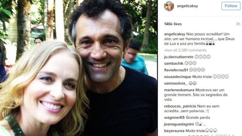 Post by TV presenter Angelica Huck on Instagram saying: I can't believe it - an incredible actor and human being. May God give light and peace to his family."