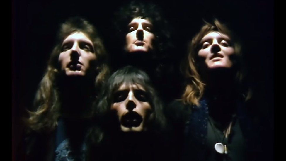 Queen in the video for Bohemian Rhapsody