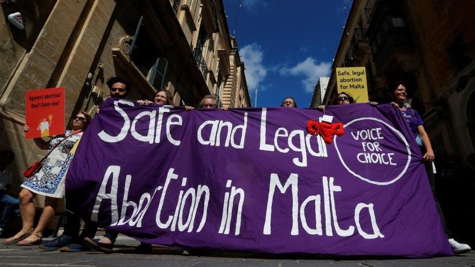 People demonstrate against Malta's total ban on abortion in Valletta, Malta, September 25, 2022