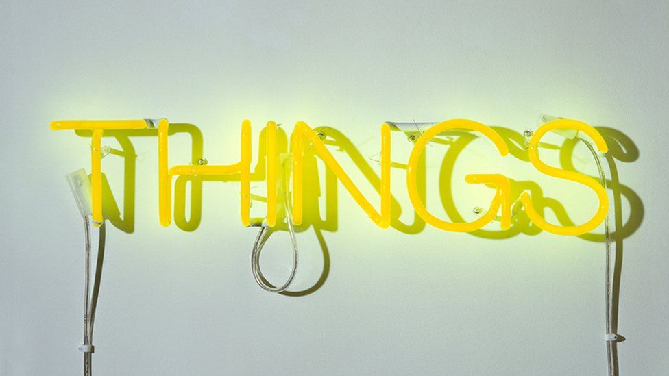 Yellow neon sign art installation by Martin Creed
