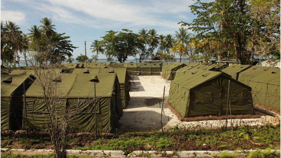 Australian government handout photo, showing dozens of tents at the Manus Island camp