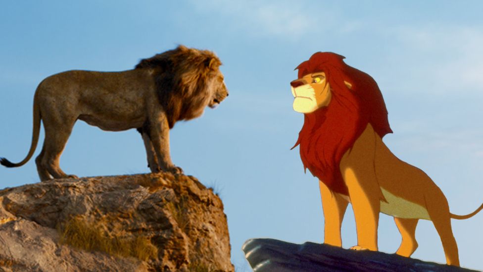 Stills from the new and old Lion King films
