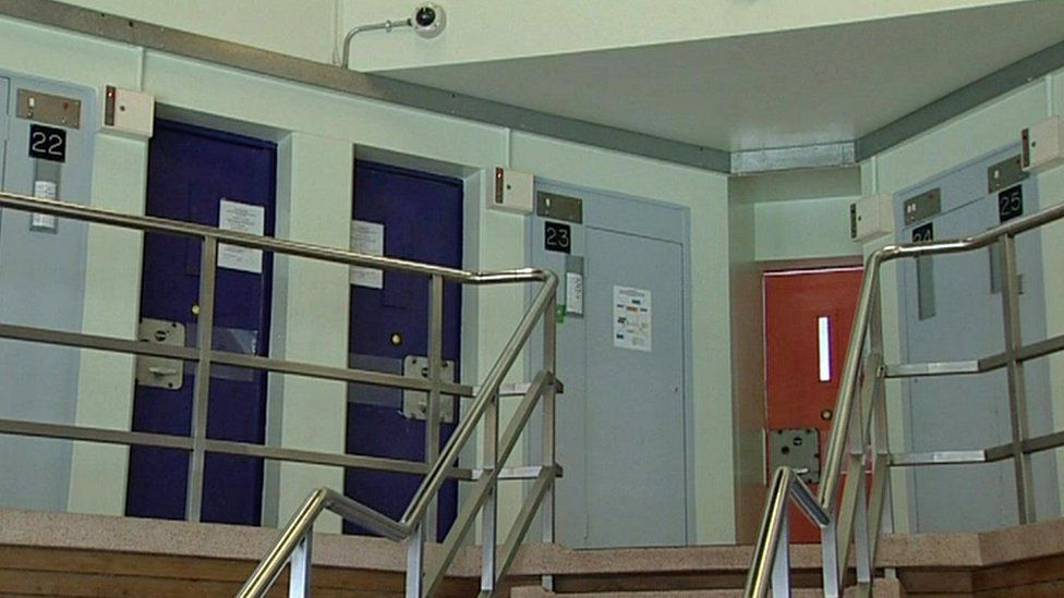 Cell doors at Feltham Young Offender Institution