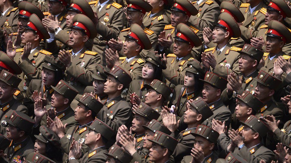North Korean troops applauding