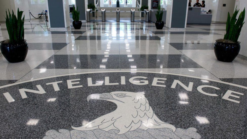 The CIA seal in the lobby of the agency's headquarters in Langley, Virginia