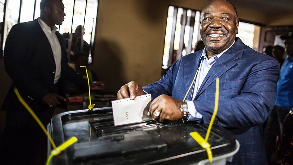 Ali Bongo casting his vote