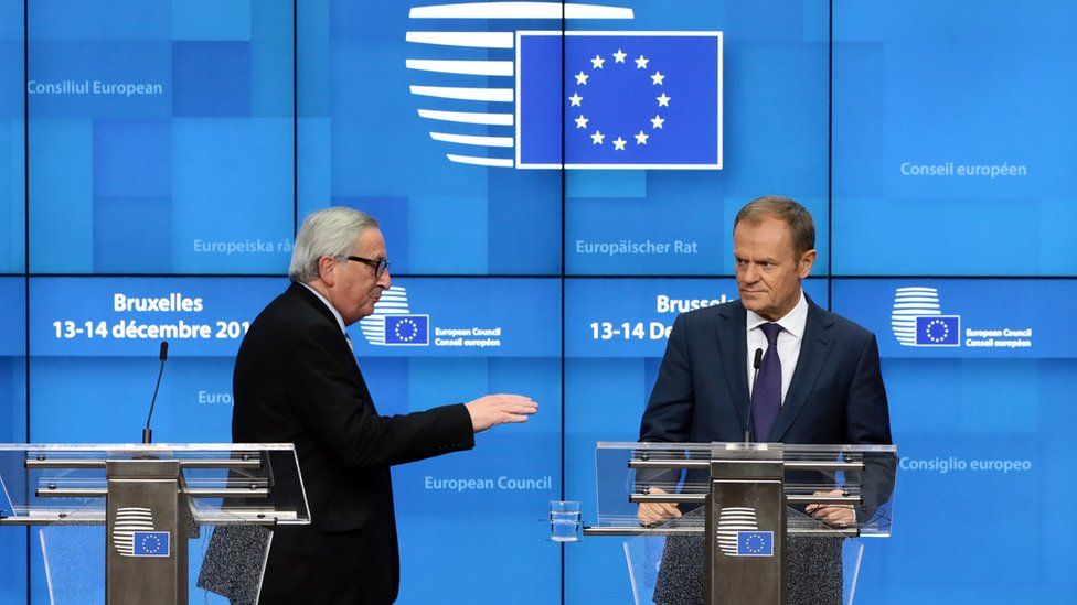 President of the European Council Donald Tusk, (L) and President of the European Commission Jean-Claude Juncker