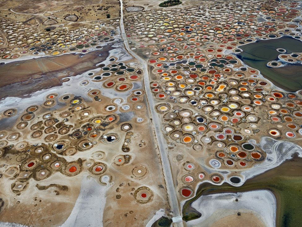 Salt ponds seen from above