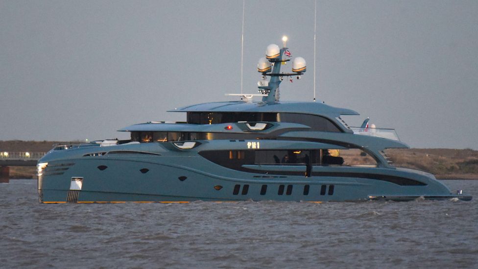 The super yacht Phi pictured on her maiden call to London in October 2021