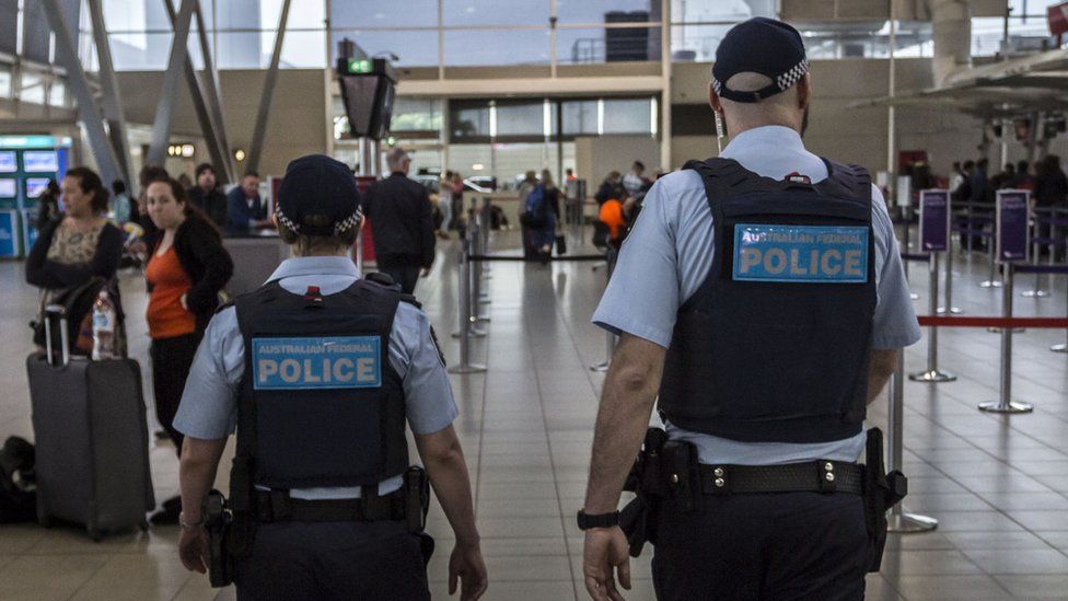 Australia federal police in airport