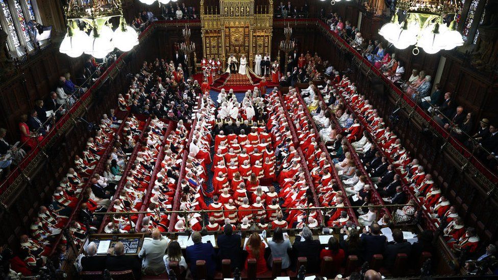 A photo of the House of Lords taken from the upper gallery