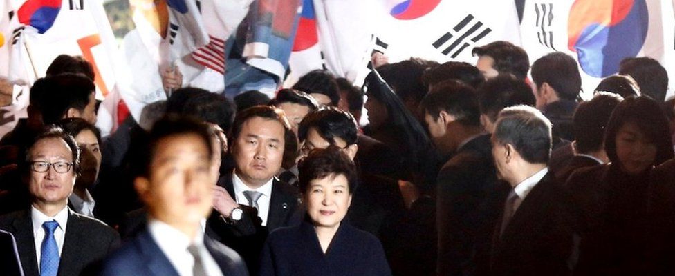 Ms Park was upbeat after arriving at her home in southern Seoul