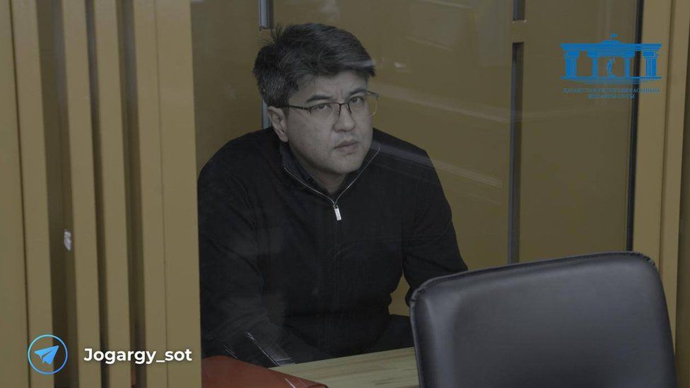 Kazakhstan's former economy minister Kuandyk Bishimbayev during the trial in Astana