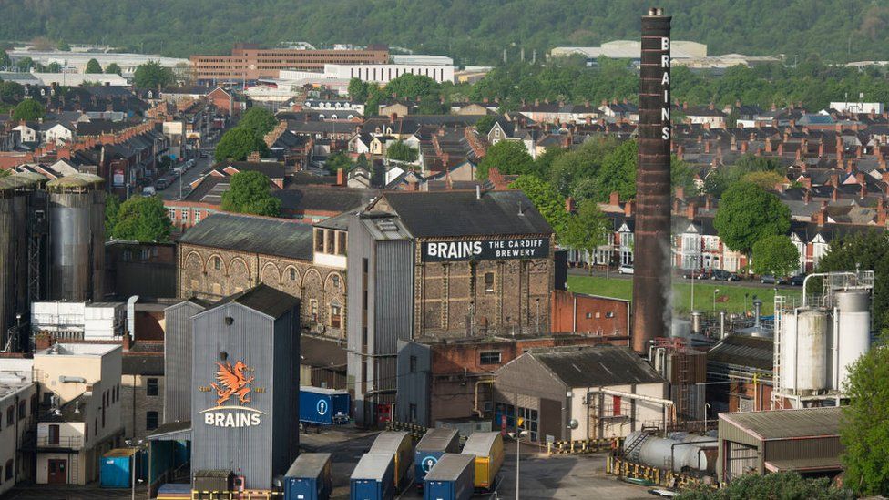 The old Brains brewery in Cardiff was next door to the city's Central rail station