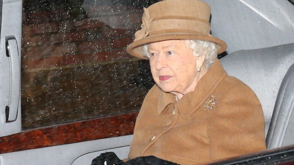 The Queen leaves a church service at Sandringham