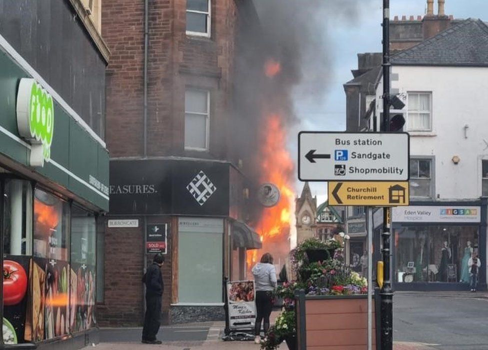 Fire in shop in Penrith