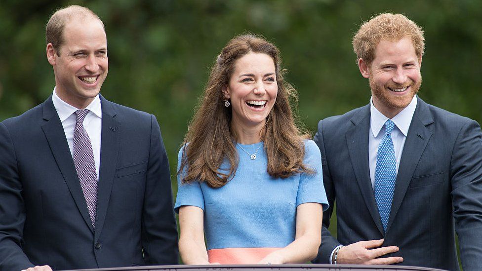 Catherine, William and Harry in 2016