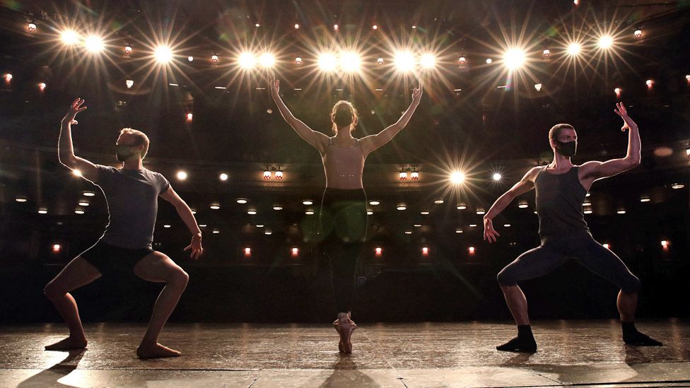 Dancers from Scottish Ballet on stage at the Edinburgh Festival Theatre in August 2020