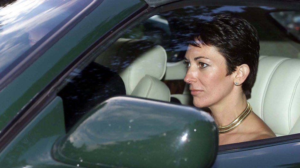 Ghislaine Maxwell leaves the Parish Church of St Michael in Compton Chamberlayne following a wedding in September 2000