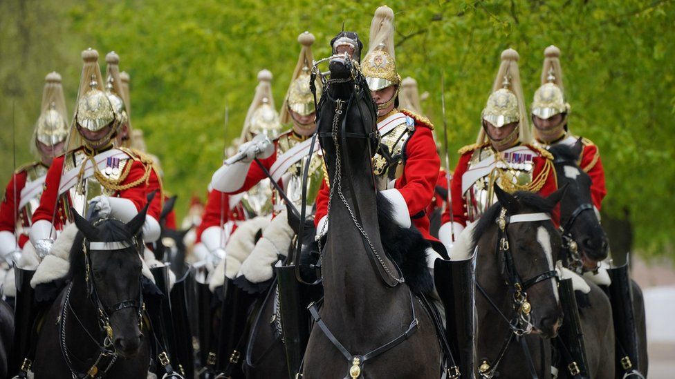 Members of the Household Cavalry on parade during the Major General's annual inspection in Hyde Park on Thursday