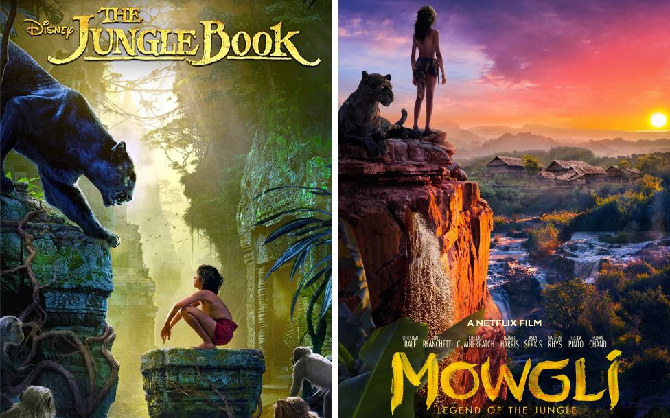 Постеры фильмов «Книга джунглей» и «Маугли»