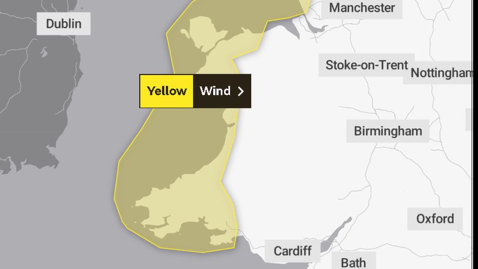 The weather warning in place in Wales on Wednesday