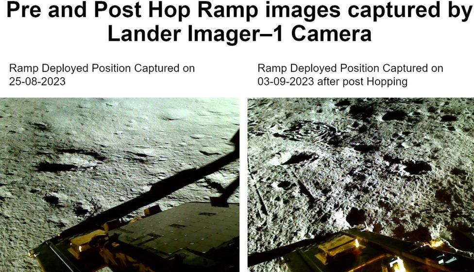 On Monday Isro released images of the pre- and post-hop of Vikram lander