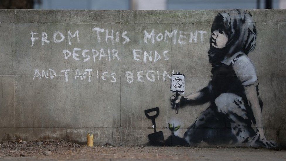 Possible Banksy image at Marble Arch