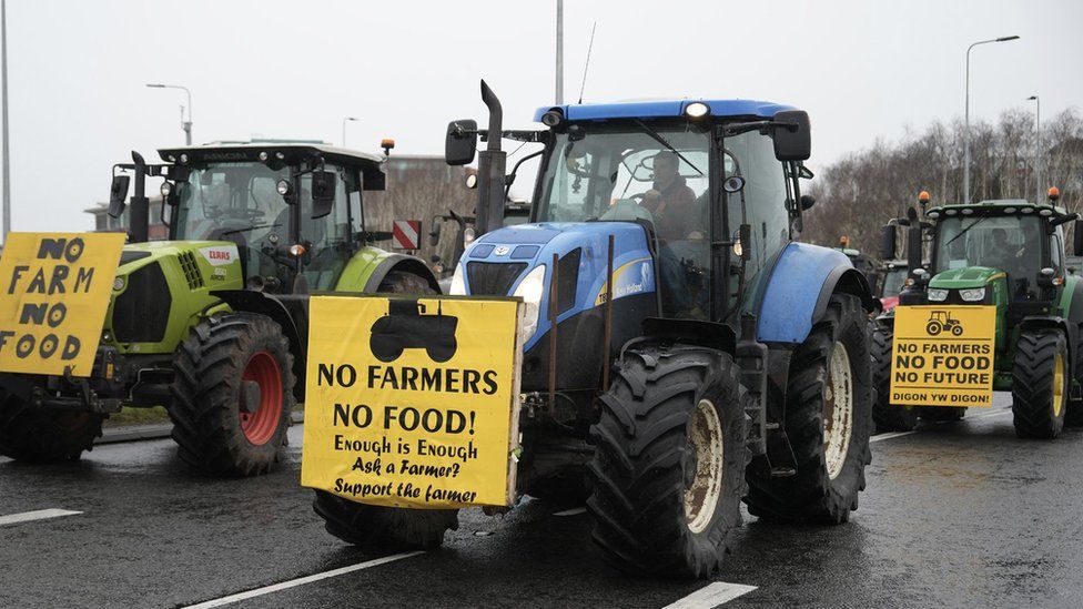 Tractors with signs