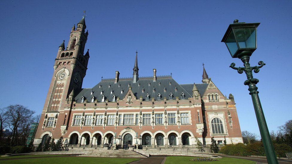 An external view of the International Court of Justice in The Hague, the Netherlands