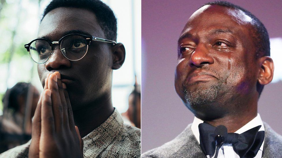 Ethan Herisse as Yusef Salaam in When They See Us and the real Yusuf Salaam now