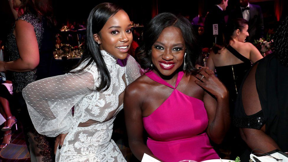 Aja Naomi King and Viola Davis at the Black Women in Hollywood Awards